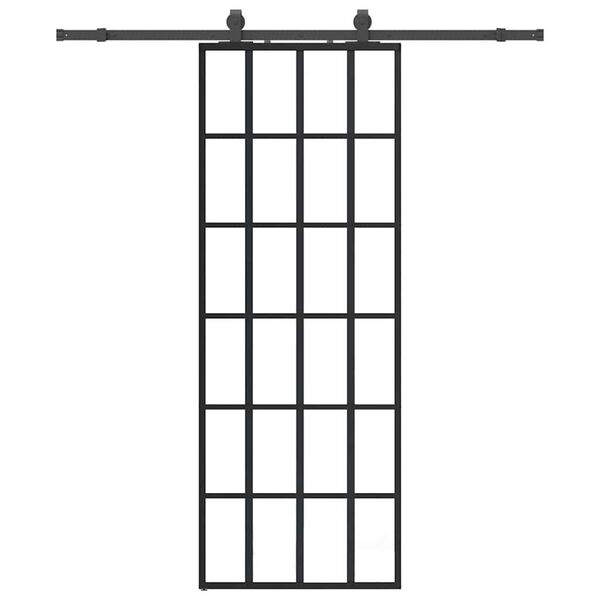 vidaXL Porta Scorrevole con Ferramenta Nera 76x205 cm in Vetro ESG
