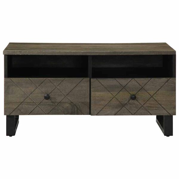 vidaXL Tavolino da Salotto Nero 80x54x40 cm in Legno Massello di Mango