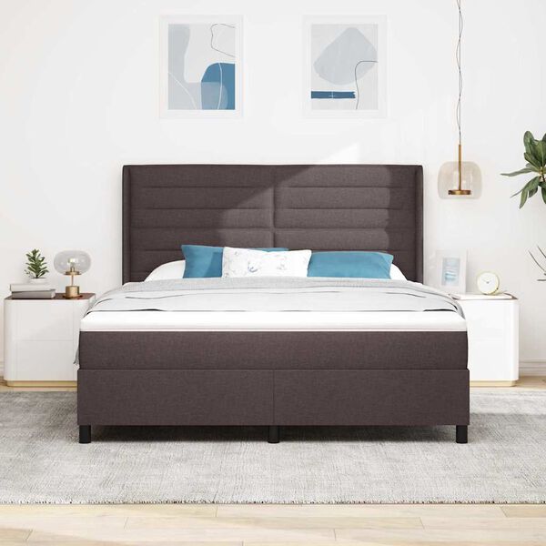 vidaXL Letto a Sorgente LED Marrone Scuro 180 x 200 cm Tessuto
