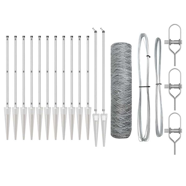 vidaXL Palo della recinzione Argento 10 x 0,5 m (rete da 50 mm)