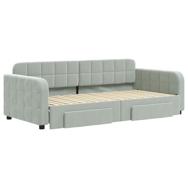 vidaXL Divano Letto Estraibile Cassetti Grigio Chiaro 90x190cm Velluto