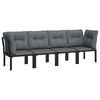 vidaXL Set Salotto da Giardino 4 pz Nero e Grigio in Polyrattan