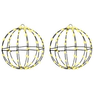vidaXL Palla con 192 LED 2 pcs Bianco caldo 30 x 30 x 32 cm Metallo