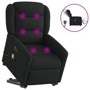 vidaXL Poltrona Alzapersona Massaggiante Elettrica Nera in Tessuto