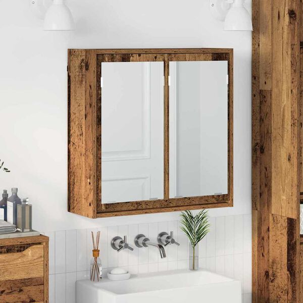 vidaXL Mobiletto per specchio da bagno Legno vecchio 60 x 20 x 60 cm