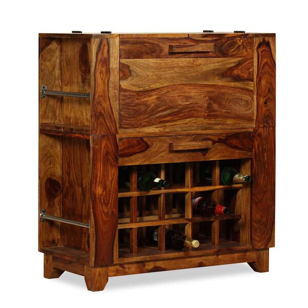 vidaXL Mobile Bar in Legno Massello di Acacia 85x40x95 cm