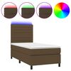 vidaXL Letto a Molle Materasso e LED Marrone Scuro 90x190cm in Tessuto