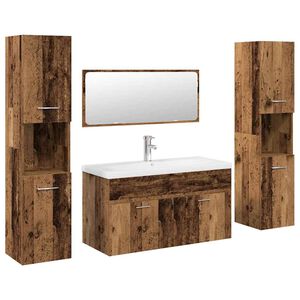 vidaXL Set Mobili da Bagno 5 pz Legno Antico in Legno Multistrato