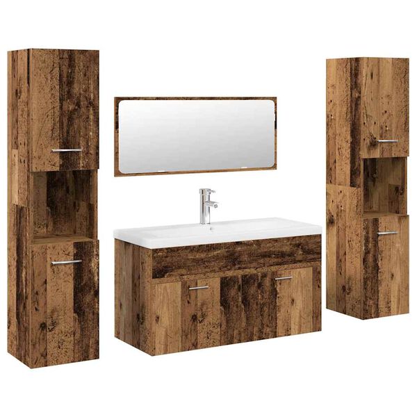 vidaXL Set Mobili da Bagno 5 pz Legno Antico in Legno Multistrato