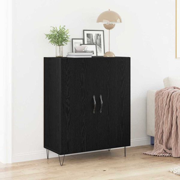 vidaXL Credenza Rovere Nero 69,5 x 34 x 90 cm Legno multistrato