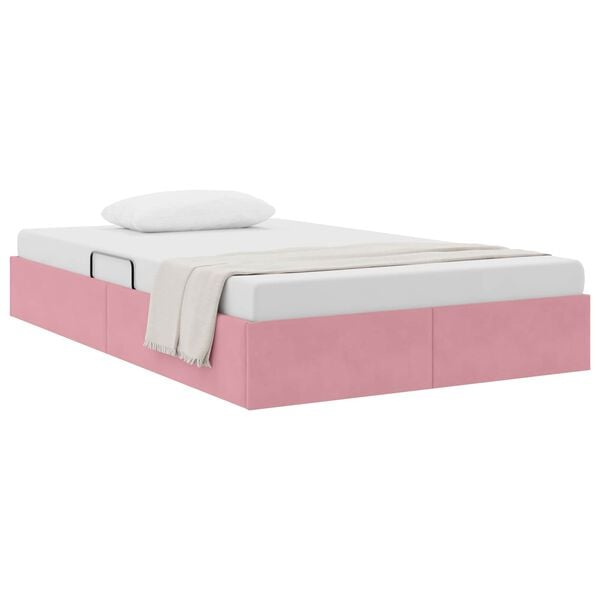 vidaXL Letto con Contenitore Rosa 120 x 200 cm Velluto