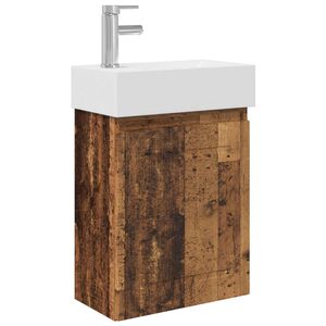 vidaXL Mobile bagno con rubinetto Legno antico 45,5 x 22,5 x 84 cm