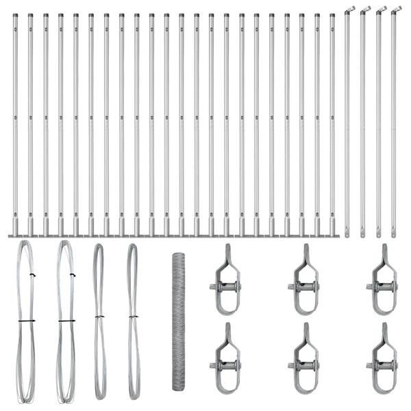 vidaXL Recinzione con pali. Argento 1.6 x 50 m