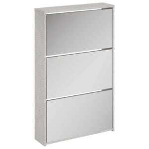 vidaXL Scarpiera con Specchio a 3 Livelli Grigio cemento 63x17x102,5cm