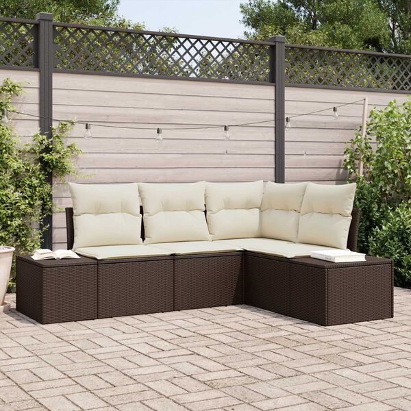 vidaXL Set Divano da Giardino 4 pcs Marrone polyrattan