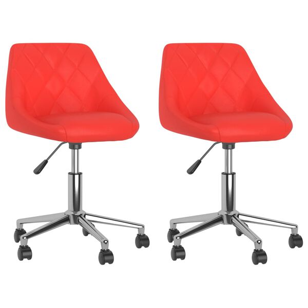 vidaXL Sedie da Pranzo Girevoli 2 pz Rosse in Similpelle