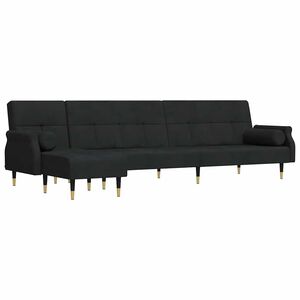 vidaXL Divano Letto a L Nero 271x140x70 cm in Velluto