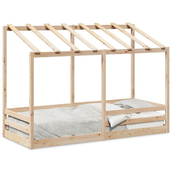 vidaXL Letto per Bambini con Tetto 75x190 cm in Legno Massello di Pino