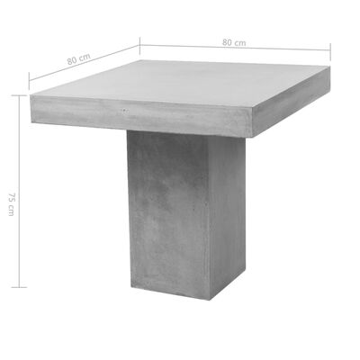 vidaXL Tavolo da Giardino Grigio 80x80x75 cm Cemento