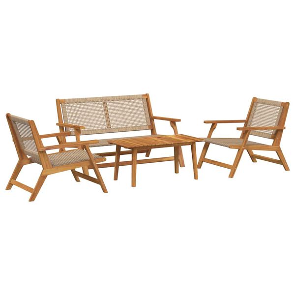 vidaXL Sedie da Giardino con Tavolo 4 pcs Beige 90 x 45 x 40 cm