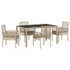 vidaXL Set da Pranzo per Giardino 5 pcs Beige polyrattan