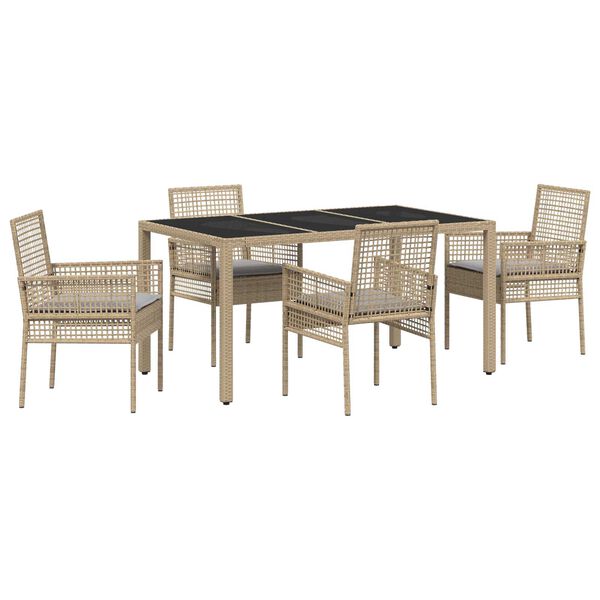 vidaXL Set da Pranzo per Giardino 5 pcs Beige polyrattan