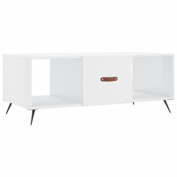 vidaXL Tavolino da Salotto Bianco Lucido 102x50x40cm Legno Multistrato