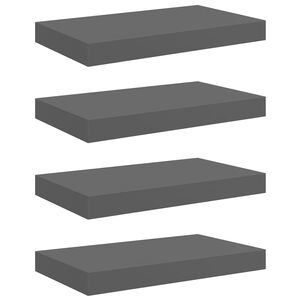 vidaXL Scaffali a Parete 4 pz Grigio Lucido 40x23,5x3,8 cm in MDF