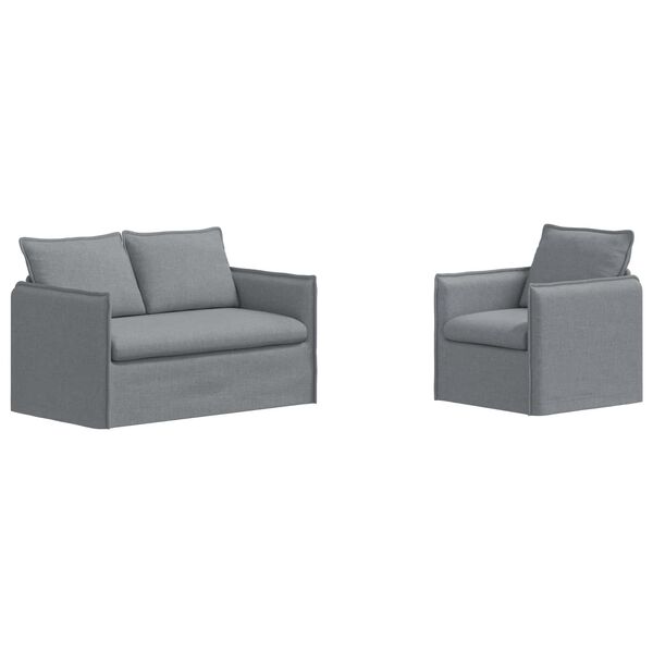 vidaXL Set di divani 2 pcs Grigio chiaro 136 x 82 x 85 cm Tessuto