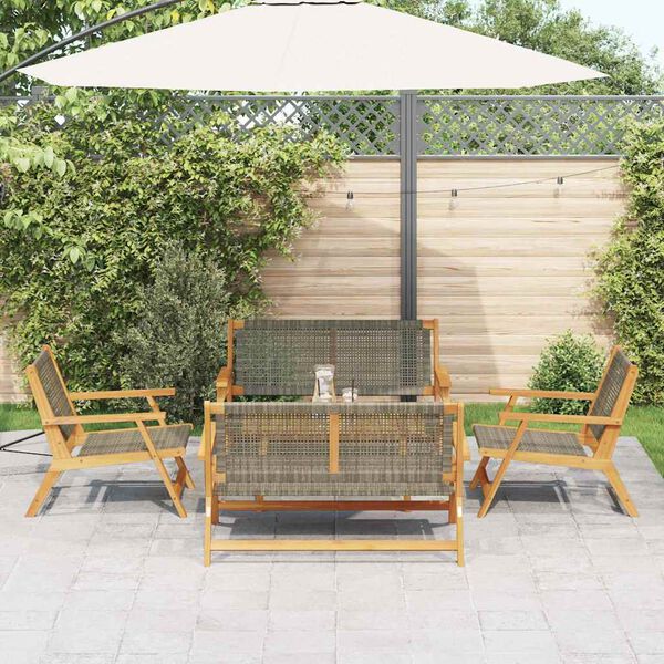 vidaXL Sedie da Giardino con Tavolo 5 pcs Grigio 90 x 45 x 40 cm