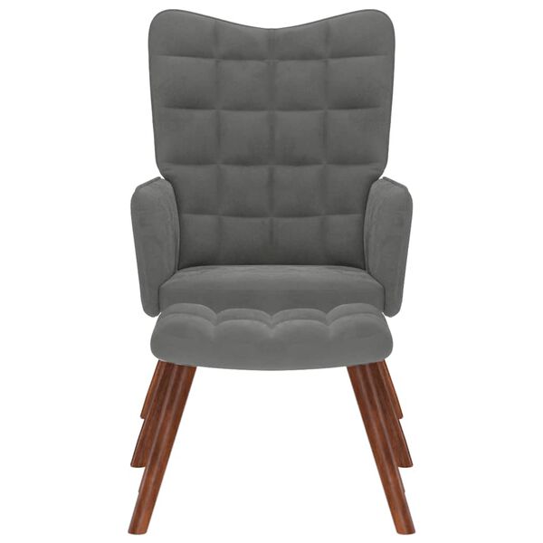 vidaXL Poltrona Relax con Sgabello in Velluto Grigio Scuro