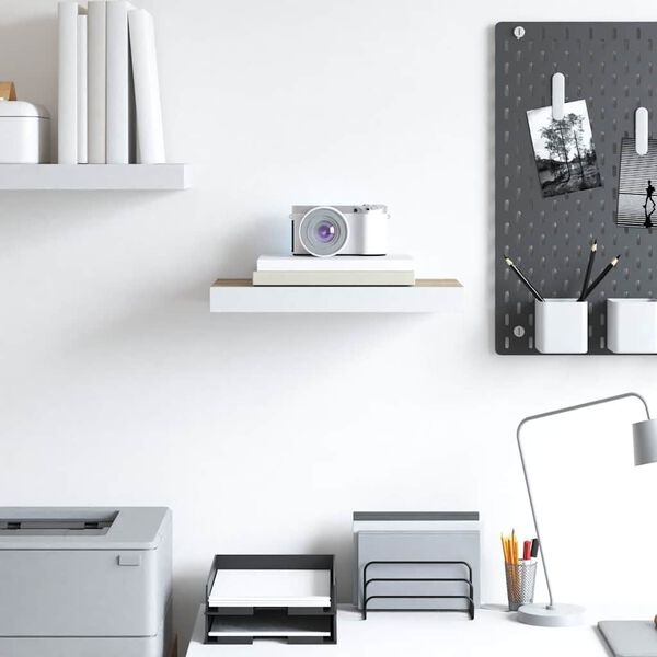 vidaXL Scaffale a Parete Rovere e Bianco 40x23x3,8 cm in MDF