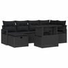vidaXL Set Divano da Giardino 7 pz Nero polyrattan