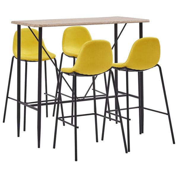vidaXL Set da Bar 5 pz in Tessuto Giallo