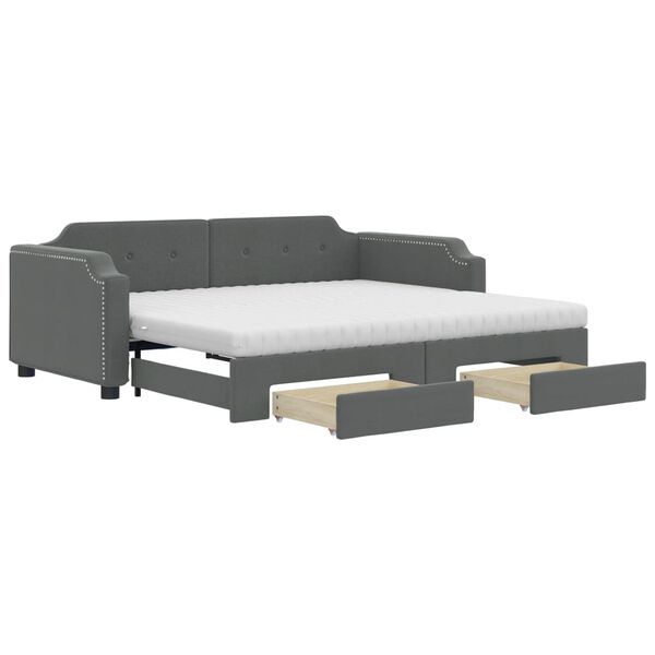 vidaXL Divano Letto Estraibile Cassetti Grigio Scuro 90x190cm Tessuto