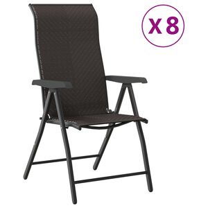 vidaXL Sedie Pieghevoli da Giardino 8 pz Nere in Polyrattan