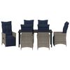 vidaXL Set da Pranzo per Giardino 7 pcs Grigio polyrattan
