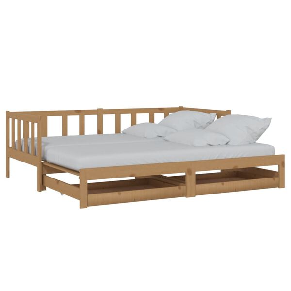 vidaXL Dormeuse Estraibile 2x(90x200) cm Ambra Legno Massello di Pino