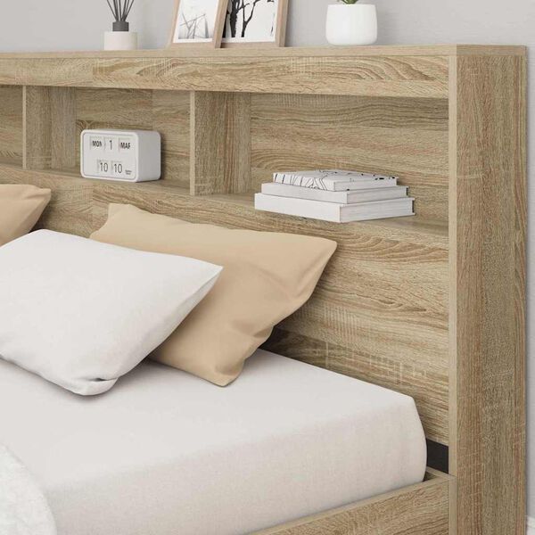 vidaXL Letto Libreria rovere sonoma 180 x 200 cm Legno multistrato