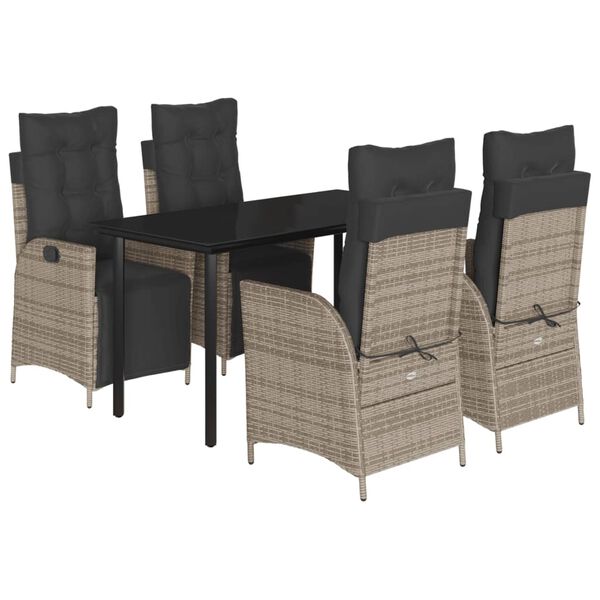 vidaXL Set da Pranzo da Giardino 5 pz con Cuscini in Polyrattan Grigio