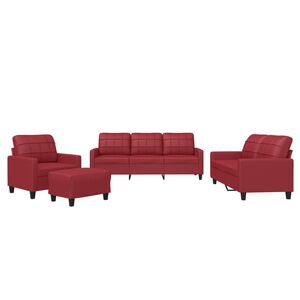 vidaXL Set di Divani 4 pz con Cuscini Rosso Vino in Similpelle