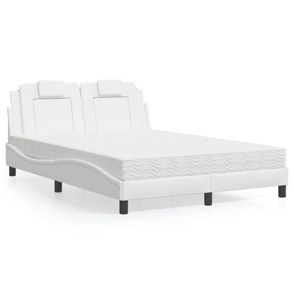vidaXL Letto Viana con Materasso Bianco 140x190 cm in Similpelle