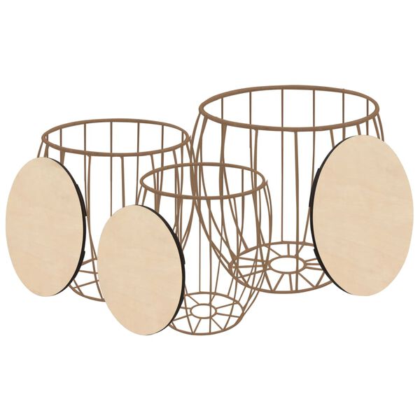 vidaXL Set Tavolini da Salotto 3 pz in Multistrato di Pioppo e Ferro