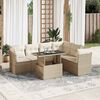 vidaXL Set Divani da Giardino 7 pz con Cuscini Beige in Polyrattan