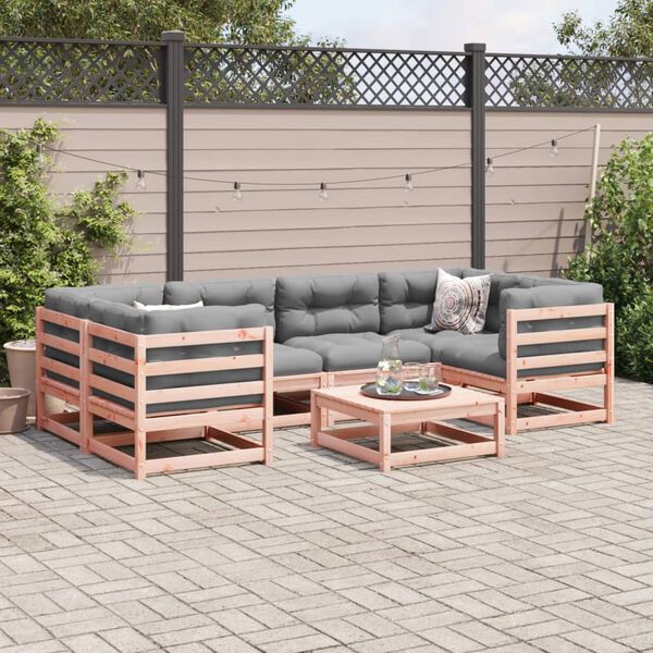 vidaXL Set Divani Giardino 7 pz Cuscini Legno Massello Abete Douglas