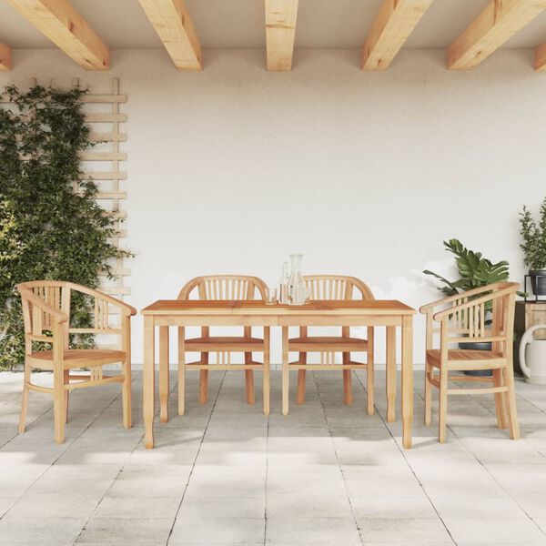 vidaXL Set da Pranzo per Giardino 5 pz in Legno Massello di Teak