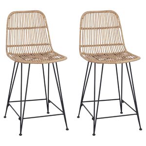 vidaXL Sgabello da bar 2 pz Naturale 44 x 54 x 96 cm Rattan e acciaio