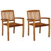 vidaXL Sedie da Giardino Impilabili 2 pz in Legno Massello di Teak