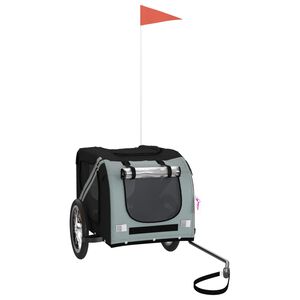 vidaXL Rimorchio da Bici per Animali Nero e Grigio Oxford e Ferro