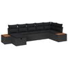 vidaXL Set Divano da Giardino con cuscino 7 pcs Nero Poly Rattan